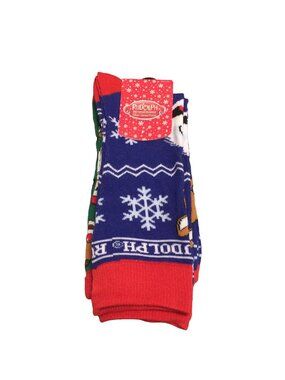 Rudolph The Rednosed Reindeer Holiday Men's Crew Socks Size 8-12 Set of 2